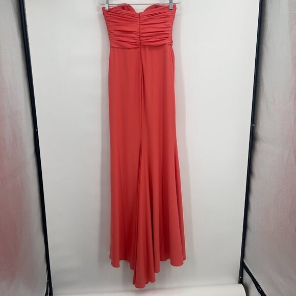 Badgley Mischka Coral Strapless Evening Gown Size 6 - Picture 5 of 14
